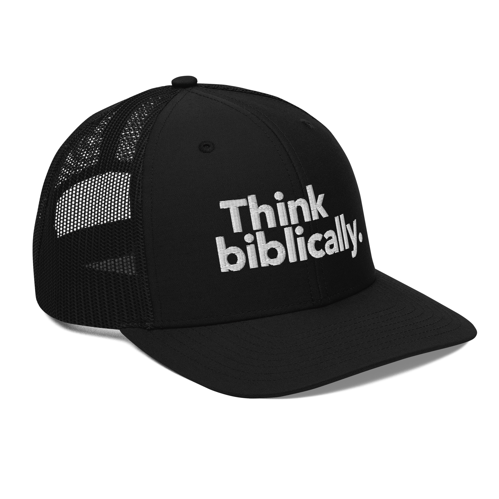 Think biblically. Snapback Trucker Cap